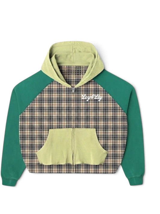 4L Plaid & French Zip Up